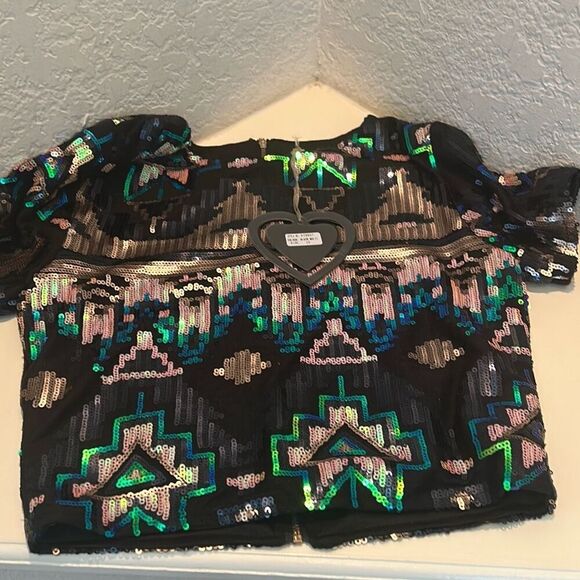 Club L Size 10 Two Piece Sequin Dress Outfit Green Aztec Tribal Club Glam NWT - Picture 13 of 16